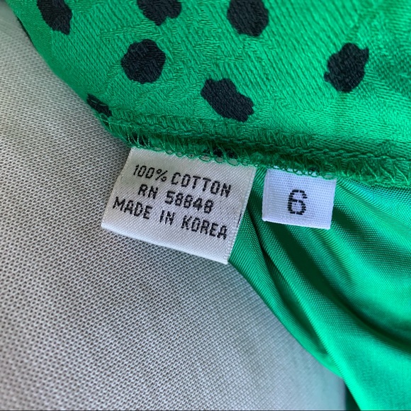 🔥SOLD🔥Vintage Polka Dot Green and Black Pencil Skirt - Picture 4 of 4